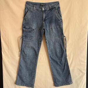 I.AM.GIA Blue Denim Y2K Utility Cargo Wide Leg Jeans Straps - Size S